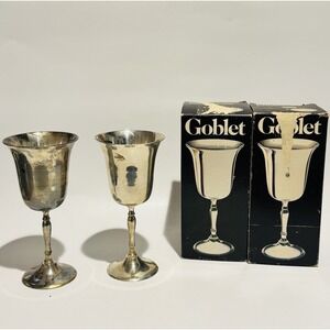 (2) Vintage Leonard Silver Mfg Silverplate Wine Goblets No. 816 Stemware 1979